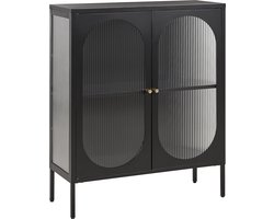 Glazen vitrinekast SARRE Metaal 90 cm Zwart
