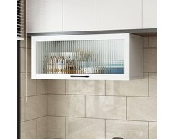 Glazen Vitrinekast - Wandkast Keukenopslag - Decoratie Kruiden - Regenboogglazen Deuren - 50-80 cm - Multicolor