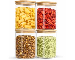 Glazen Voorraadpotten – Luchtdichte deksels – 1000ml – Borosilicaatglas – 10x10x15cm – Set van 4