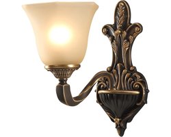 Glazen Wandlamp - Wandlamp Glas - Woonkamer Verlichten - Zuiver Koperen Arm - 18x30 cm - Zwart