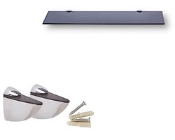 Glazen Wandplank met Zwart Glas voor Badkamers - Duurzaam 6mm Veiligheidsglas