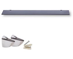 Glazen Wandplank met Zwart Glas voor Badkamers - Multifunctionele Glazen Plank met 6mm Veiligheidsglas