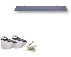 Glazen Wandplank Zwart 6mm ESG Veiligheidsglas voor Badkamer en Keuken