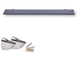 Glazen Wandplank Zwart Veiligheidsglas voor Badkamer en Keuken - Diverse Maten Beschikbaar