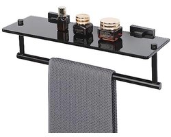 Glazen Wandplanken voor Badkamer met Handdoek Bar - Drijvende Planken en Gehard Glas Rack Houder