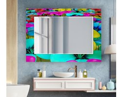 Glazen Wandspiegel - Decoratieve Spiegel - Interieur Decoratie - Uniek Beeldontwerp - 47 x 19 Inch - Multicolor