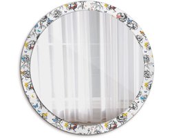 Glazen Wandspiegel - Decoratieve Spiegel Ronde Spiegel - Interieur Decoratie - Kleurrijke Vlinderprint - Ø 100 cm - Multicolor