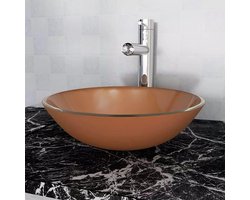 Glazen Wasbak - Wastafel Kom - Badkamer Inrichten - Gehard Glas - 42 cm - Bruin
