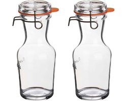 Glazen water karaffen met beugelsluiting dop - 2x - 500 ml - Sapkan/waterkan/schenkkan - Weckflessen/Weckfles