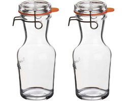 Glazen water karaffen met beugelsluiting dop - 4x - 500 ml - Sapkan/waterkan/schenkkan - Weckflessen/Weckfles