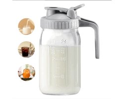 glazen waterfles - Glazen Bewaarflessen 32oz (946ml) - Met Maatverdeling & Lekdichte Afsluiting - Geschikt voor Dranken en Vloeistoffen