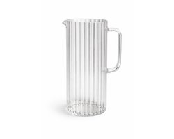 Glazen Waterkaraf 1,2L – Ribbel Design – Met Handvat – Schenkkan / Karaf – Transparant