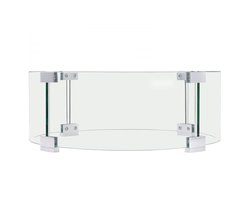 Glazen windscherm voor vuurtafel - Vlamscherm - 66 x 66 x 15 cm - 6 mm Gehard Glas - Aluminium Steunen - Voor Propaan & Gas Vuurtafels - Voor Buiten - Helder