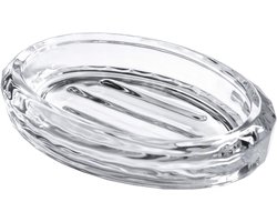 Glazen Zeepdispenser met Verhoogde Groeven, Sterke Ovale Zeephouder voor Badkamer, Douche en Keuken, 1 Stuk, Duurzaam en Stijlvol Design