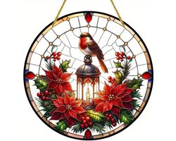 Glazen zonnevanger - Zonnevanger Clip - Vakantie Vogels en lantaarns - Vakantie Raamhangers - Buitenontvanger - Vakantie Spiegelbol als wanddecoratie - Kerstdecoratie voor thuis - Kleurrijk