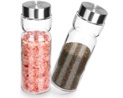 Glazen zout- en peperstrooier 170 ml, 2 stuks.