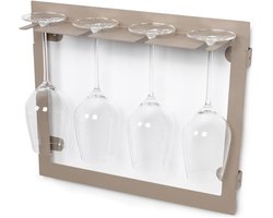 Glazenhouder voor 4 glazen - champagnekleur - gelegeerd staal