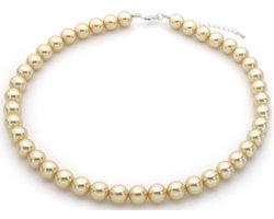 GlazenParelketting - Ketting - Zee - Zon - Stainless Steel - Parel Design - Nikkel Free - Ketting dames - Waterproof