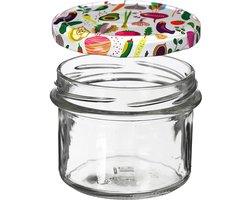 Glazenpot 235 ml met diverse twist-off kleurdeksels Ø82/6 - 6 stuks - jampotten
