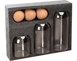 Glazenpot Set - Opbergbus - Helder - Theepot - Suikerpot - Rond - Grote capaciteit - Heldere glazen potten-set in 3 - Glazen JarSealed Voedselveilig - S M L