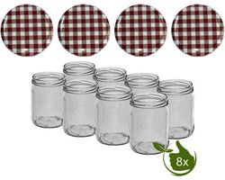 Glazenpotten - glazen potten - inmaak 500 ml met twist-off deksel (Bruin/Wit) 8 stuks