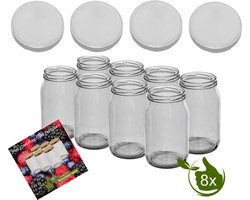 Glazenpotten - glazen potten - inmaak 900 ml met twist-off deksel (wit) 8 stuks