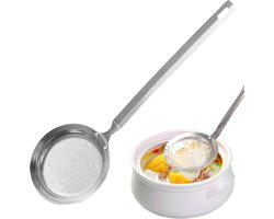 Glepel van roestvrij staal, roestvrijstalen keukenlepel met perforaties om resten te filteren, geschikt voor koken, bakken, noedels, pasta, friet, enz.