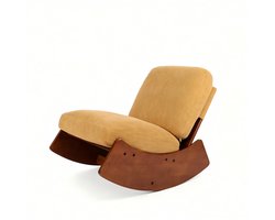 Glijdende schommelstoel - Schommel relaxstoel - Houten fauteuil - Comfort leunstoel - zacht kussen, houten frame, glijdend ontwerp - Stof en Hout - 90×61,5×71,9 cm - Geschikt voor woonkamer en babykamer - Oranje