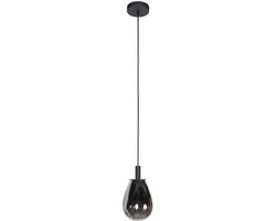 Glimsy 4200ZW Hanglamp - Zwart Glas Ø14,5 cm - Hoogte instelbaar - Steinhauer - Trendy Design