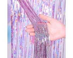 Glittergordijn Roze - 100x200 cm - Deur gordijn Feest - Folie - Verjaardag Versiering - Backdrop Decoratie - Bruiloft Valentijn