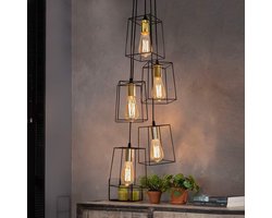 Glitzerlife - 5-lichts vintage industrieel hanglamp met metalen kooi-design