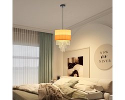 Glitzerlife - Hanglampen - 1-flammig - 1xE27 - Stof kap - Verstelbare hoogte - Ø32cm - Vintage - hanglamp eetkamer - hanglamp slaapkamer