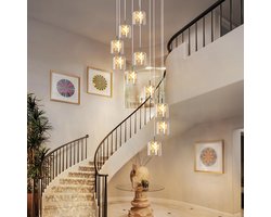 Glitzerlife - Hanglampen - 10xG9 - Hoogte verstelbaar - Modern design - Kristalglas materiaal - Ø44cm - Chroomkleurig - Hanglamp Trapgelege Eetkamer Woonkamer