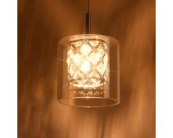 Glitzerlife - Hanglampen - 1xG9 - Hoogte verstelbaar - Modern design - Kristalglas materiaal - Ø12cm - Chroomkleurig - Hanglamp Eetkamer Slaapkamer Woonkamer