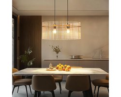 Glitzerlife - Hanglampen - 2-flammig - 2xE27 - Glazen kap - Verstelbare hoogte - Ø60cm - Goud - hanglamp eetkamer - hanglamp woonkamer