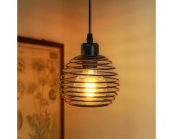 Glitzerlife - Hanglampen - Industrieel Retro - 1xE27 - Höhenverstellbar - Ijzer - Ø15cm - Zwart - 450cm Kabellänge - Hanglamp voor Eetkamer Woonkamer
