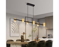 Glitzerlife - Hanglampen - Modern industrieel design - hanglampen eetkamer - 6xGU10 - verstelbare hanglamp - metalen pendellamp - Ø155cm - zwart goud - hanglampen woonkamer eetkamer