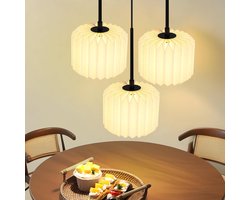 Glitzerlife - Hanglampen - Origami design - hanglamp eetkamer - verstelbare hoogte - papier en metaal - 3xG9 - Ø23cm - wit - hanglampen woonkamer eetkamer