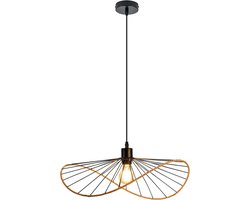 Glitzerlife - Hanglampen - vintage industrieel Scandinavisch design - 1xE27 - hoogte verstelbaar - metalen hanglamp met papieren koord - Ø50cm - zwart - hanglampen eetkamer woonkamer