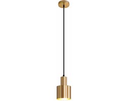Glitzerlife - Hanglampen - Vintage pendellamp - 1xE27 - verstelbare hoogte - metalen cilindrisch design - Ø12cm - goud - hanglamp eetkamer woonkamer slaapkamer