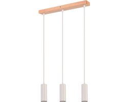 Glitzerlife - Hanglampen - Vintage rustiek design - 3xGU10 hanglamp eetkamer verstelbaar - Hout en metaal - Ø46cm - Wit - Hanglampen eetkamer woonkamer slaapkamer