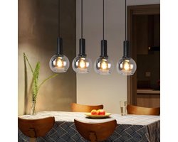Glitzerlife - Hanglampen - Vintage stijl - 4xE27 - Hoogte verstelbaar - Rookglas metaal - Ø55cm - Smoky grijs - Hanglampen Eetkamer Verstelbaar - Woonkamer Slaapkamer Bar