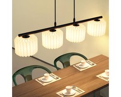 Glitzerlife - Hanglampen - Vintage stijl - Origami ontwerp - 4xG9 - Verstelbare lengte - Papieren kap metaal - Ø78cm - Wit - Oogbeschermend - Hanglampen Eetkamer Woonkamer Slaapkamer
