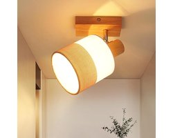 Glitzerlife Houten Spotlight - LED Plafondspot & Wandspot - 1-lichts E14 Fitting - 350° Draaibaar - Vintage Retro Stijl - Zonder Lichtbron - Voor Hal, Slaapkamer, Keuken, Woonkamer