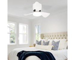 Glitzerlife – LED-plafondventilator met verlichting – Modern – Stil – 23 W – Dimbaar – Afstandsbediening – 3 kleurtemperaturen – 6 windsnelheden – Zomer-/winterfunctie – Wit – Ø70 cm – Voor woonkamer & slaapkamer