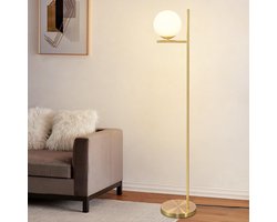 Glitzerlife - Moderne Vloerlamp - Industriële Design Lamp - Goud - E27 Voetlamp - Vintage Vloerlamp - Metaal en Glas - 150 cm Hoog - Voor Woonkamer en Slaapkamer