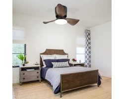 Glitzerlife -Plafond ventilator met verlichting - Moderne LED plafondlamp met ventilator - Stille plafondventilator - Afstandsbediening - Dimbaar - 3 kleurtemperaturen - 6 windsnelheden - Timer & nachtmodus - Vintage Zwart - Plafondlampen slaapkamer