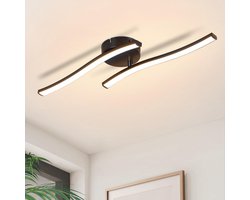 Glitzerlife - Plafondlamp - LED Lichtbuizen - Dimbaar Warmwit 3000K - Kunststof - Ø51,5cm - Zwart - Plafondverlichting voor Keuken Slaapkamer