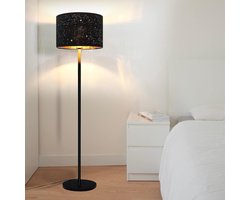 Glitzerlife Sterren Design Vloerlamp - Modern Staande Lamp - Zwart Goud Stof Lampenkap - E27 Fitting Max. 40W - 144cm Hoog - Exclusief Lichtbron - Voor Woonkamer, Slaapkamer, Kinderkamer, Hal & Café