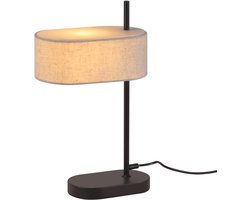 Glitzerlife - Tafellamp Tafellamp Bedlamp Vintage - Retro Leeslamp E14 met Stoffen Kap - Metalen Basis Mat Zwart - Ø44,5 cm - Zwart